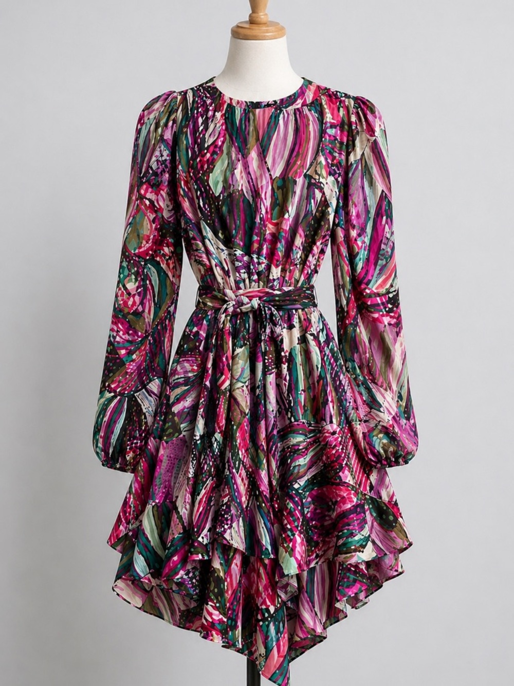 CQ BY CQ Long Sleeve Wave Mini Party Dress Size Small NWT